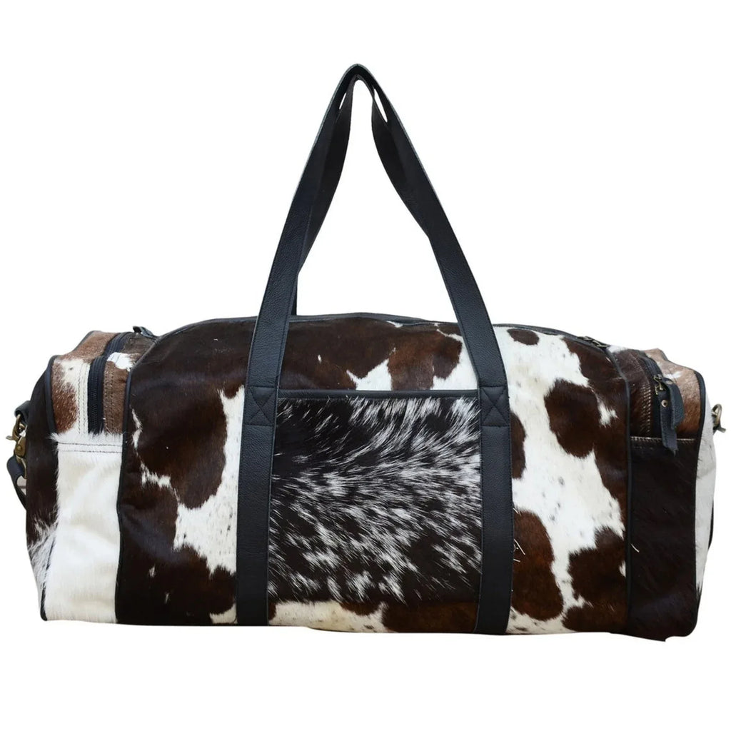 Dark cowhide weekender bag travel duffel leather