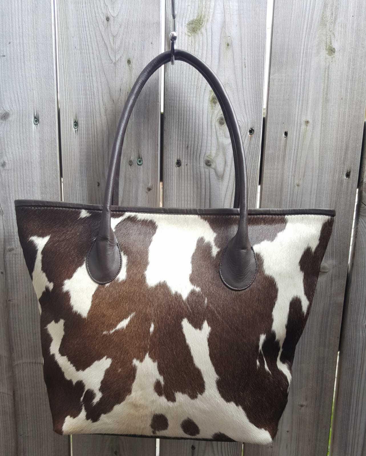 Western cowhide purse genuine cow skin shopper