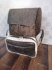 Grey White Cowhide Leather Backpack Exotic Hair On Hide