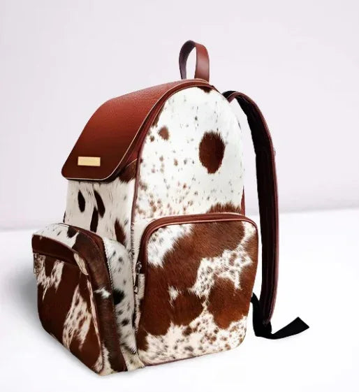 Cowhide backpack with fringe western leather backpack purse