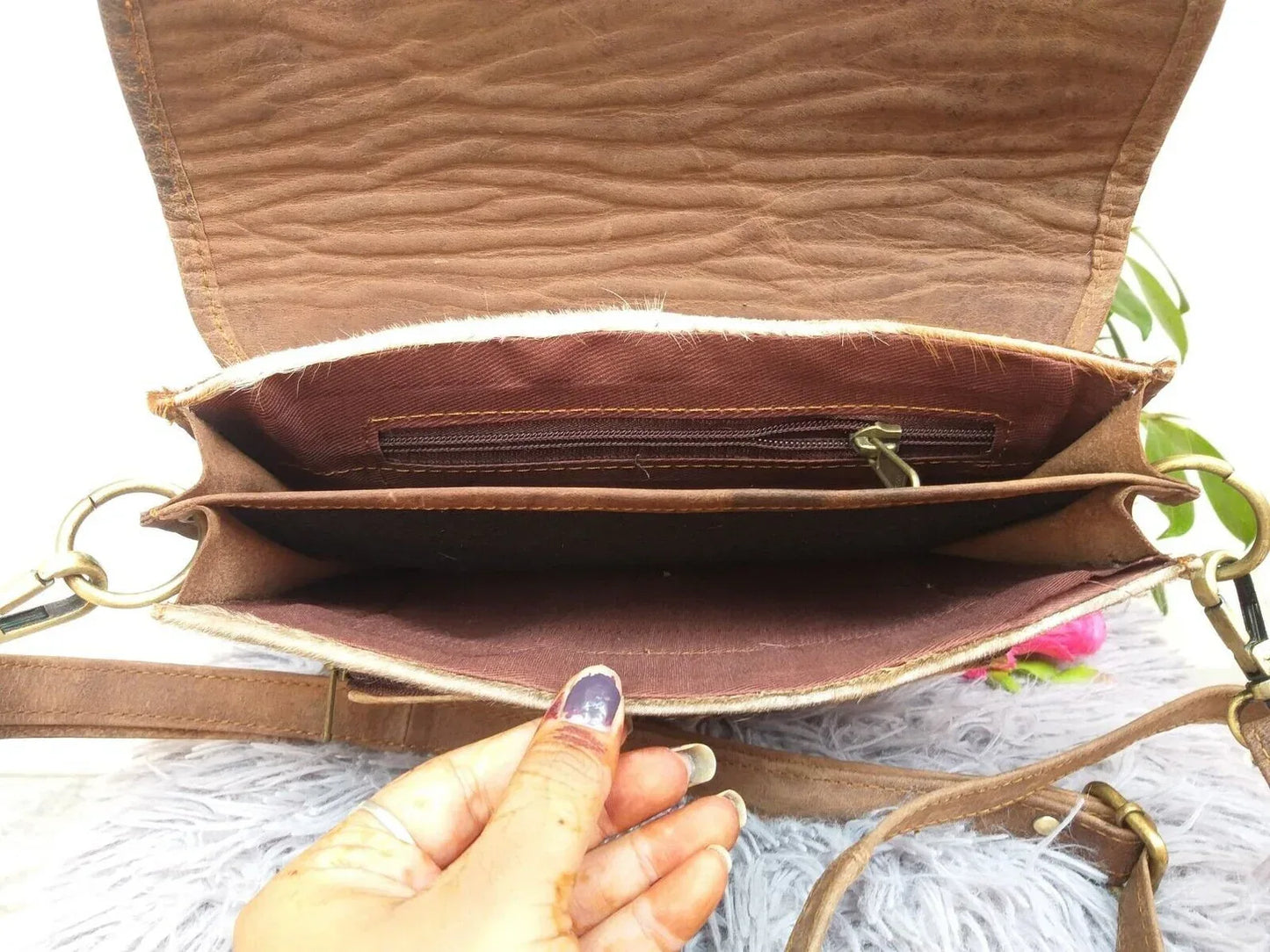 western cowhide crossbody purse for women leather shoulder bag