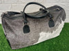 Grey Cowhide Weekender Bag Travel Duffel Carry On
