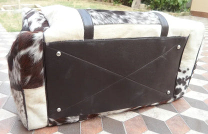 Cowhide Luggage Bag Hair On Hide Leather Travel Duffle