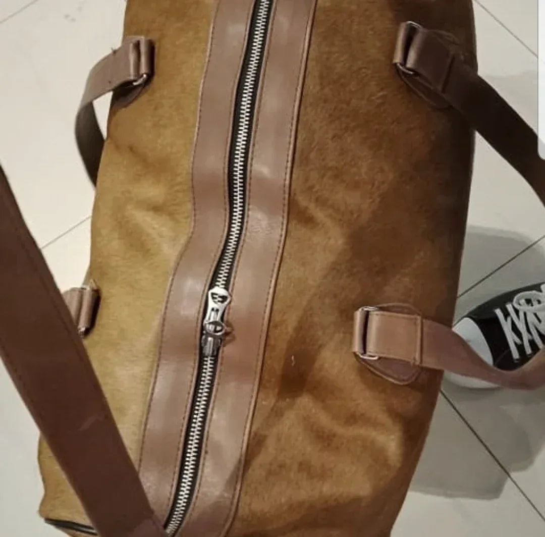 Cowhide Luggage Bag Travel Duffle Leather Carryall