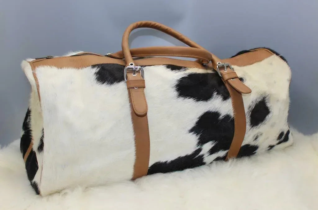 Cowhide Holdall Leather Weekender Bag – Hair On Hide Travel Duffle