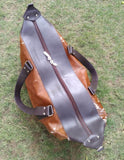 Cow fur duffel bag for travel and can be kept on over head luggae bag made real hair on hide perfect messenger bag.