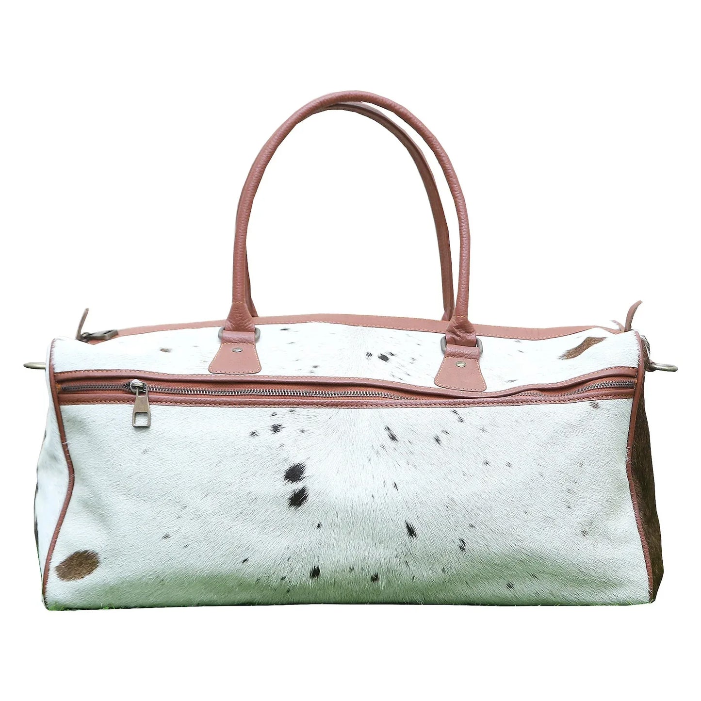 Cowhide weekender bag large travel duffel leather