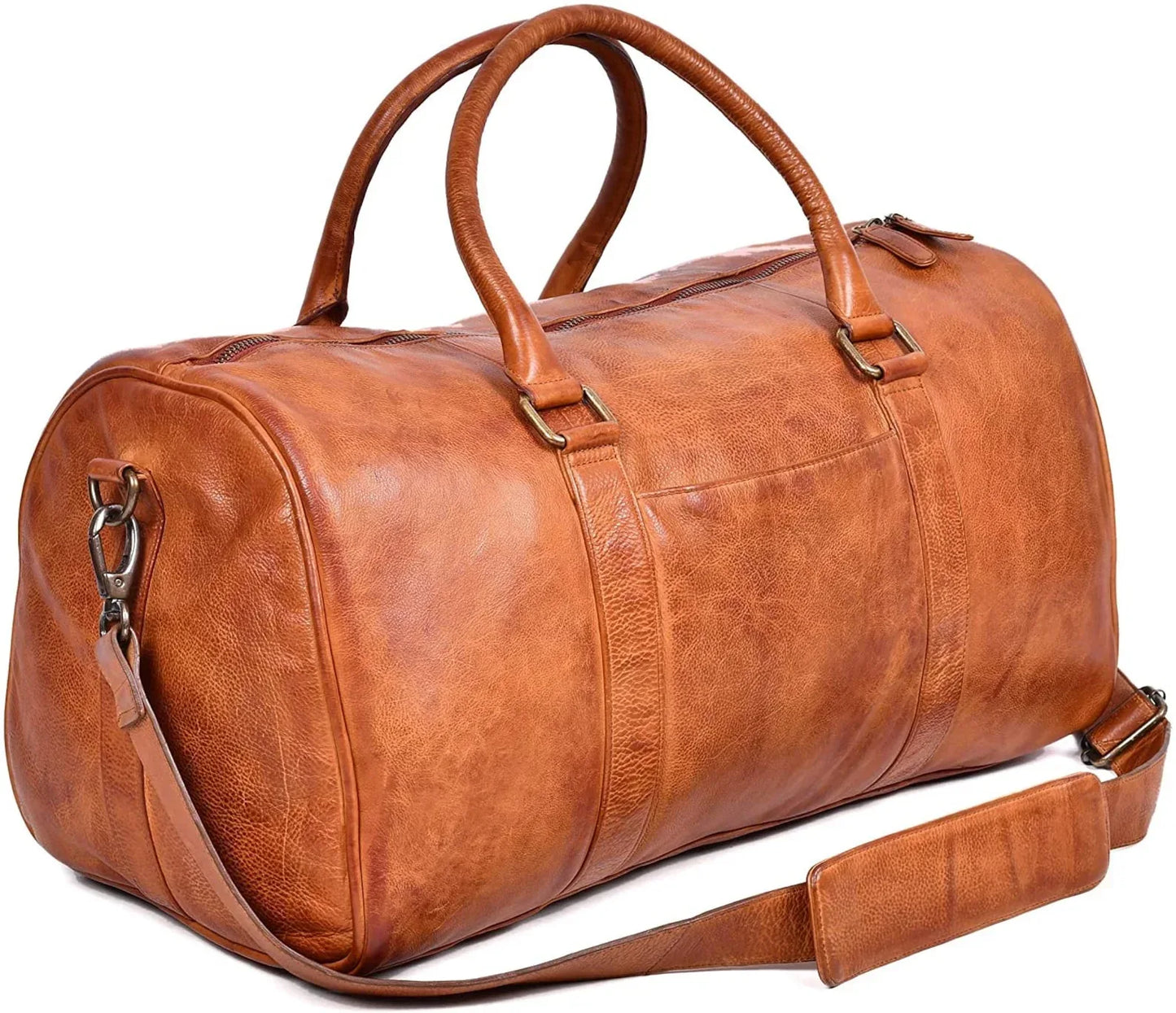 Men’s genuine leather duffel bag travel weekender holdall