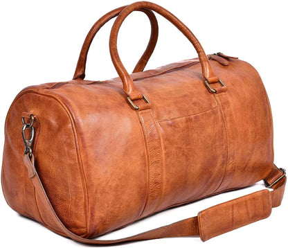 Men’s genuine leather duffel bag travel weekender holdall