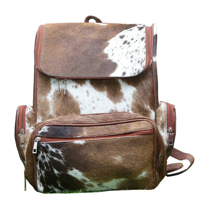 Cowhide Backpack Brown White