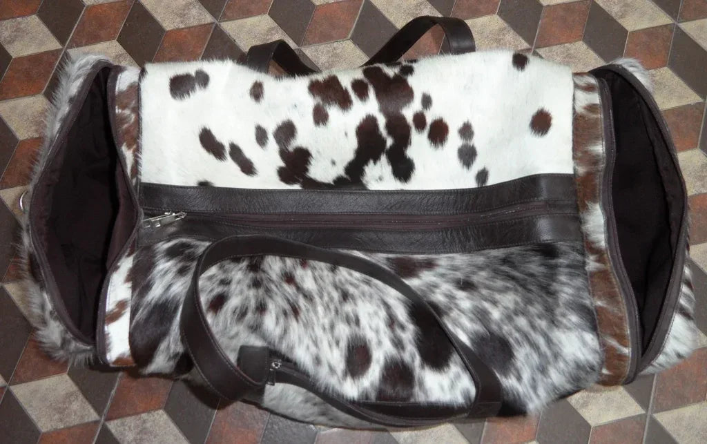 Cowhide Luggage Bag Hair On Hide Leather Travel Duffle
