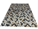 natural patchwork cowhide leather rug