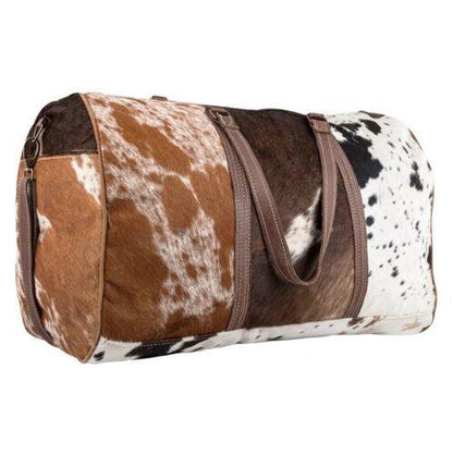 Cowhide Patchwork Duffle Bag Leather Travel Luggage