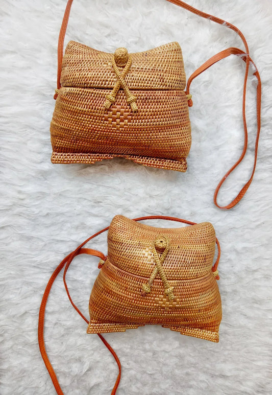 Bali rattan beach bag handmade crossbody summer