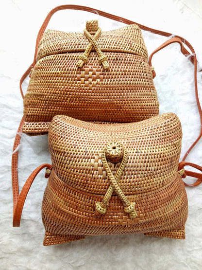 Bali rattan beach bag handmade crossbody summer