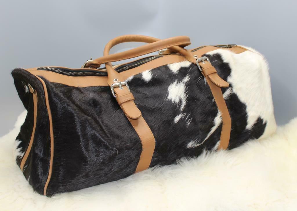 Cowhide Holdall Leather Weekender Bag – Hair On Hide Travel Duffle