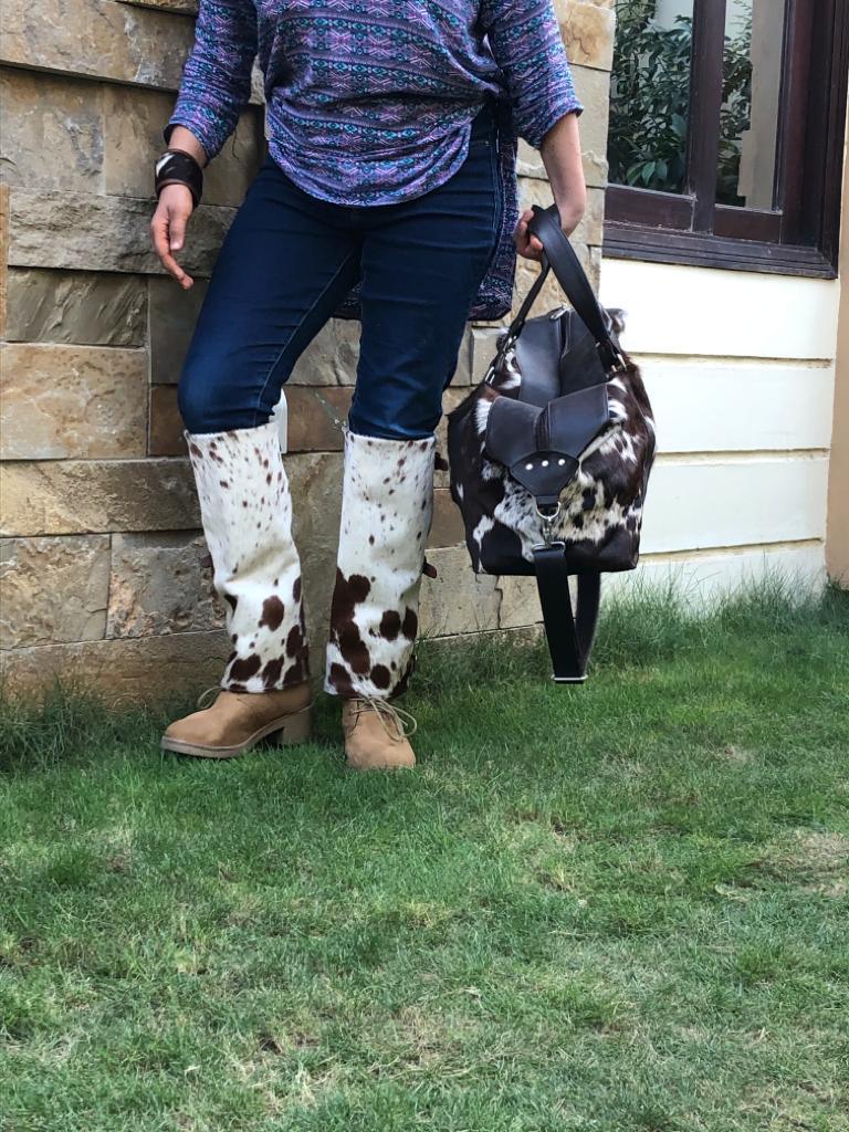 Real Cowhide Leather Duffle Bag Hair On Hide Travel Bag