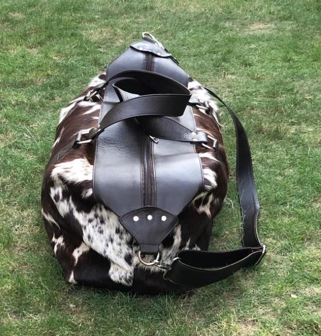 Real Cowhide Leather Duffle Bag Hair On Hide Travel Bag