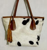 Cowhide shoulder bag purse with real hair on hide tote Spotted White Black