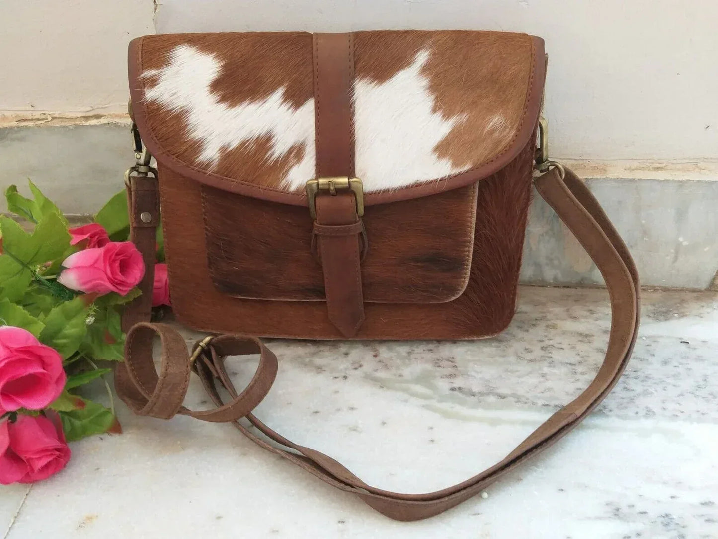 western cowhide crossbody purse for women leather shoulder bag