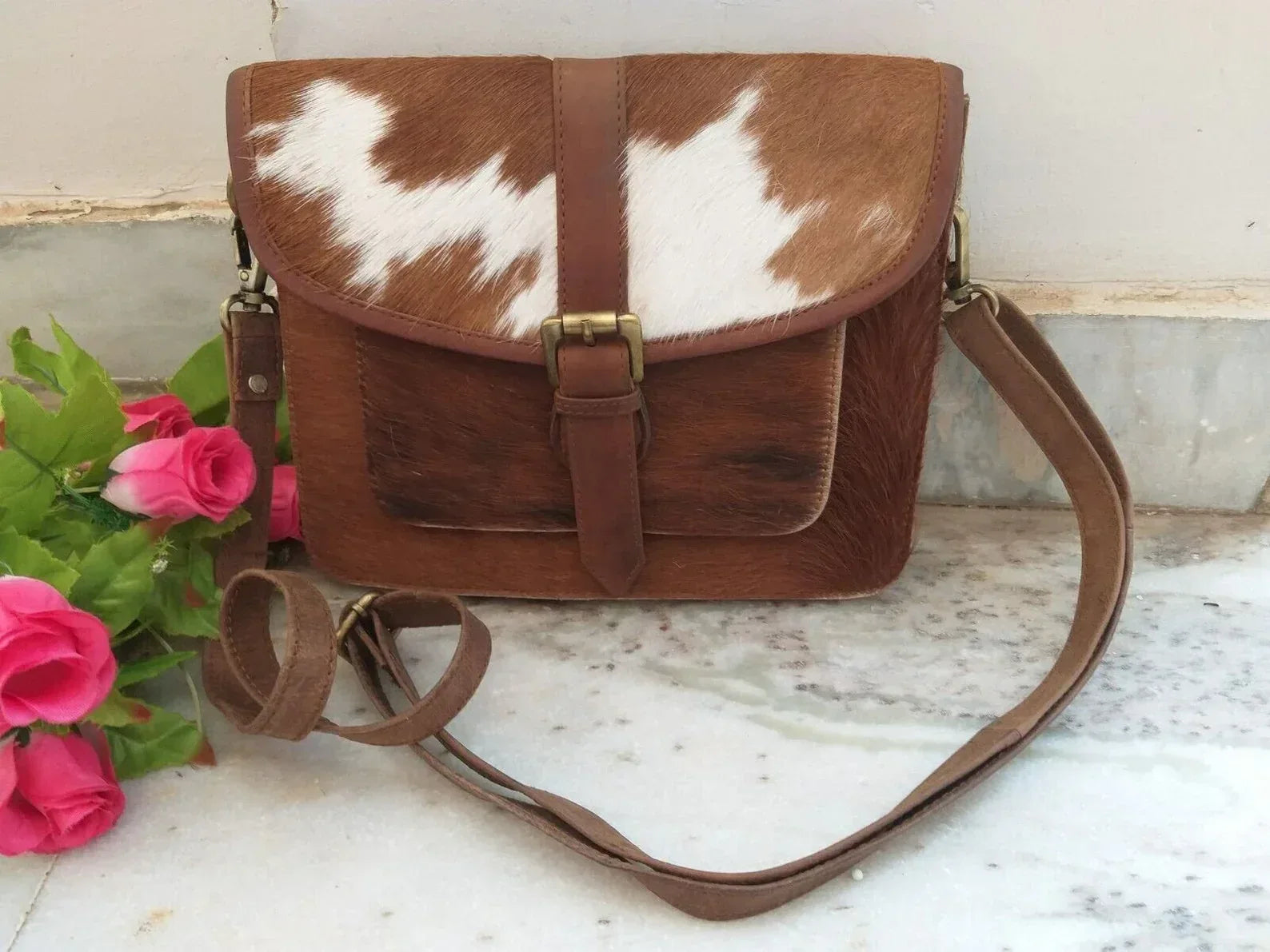 western cowhide crossbody purse for women leather shoulder bag
