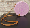 Pink round rattan bag bali crossbody handmade