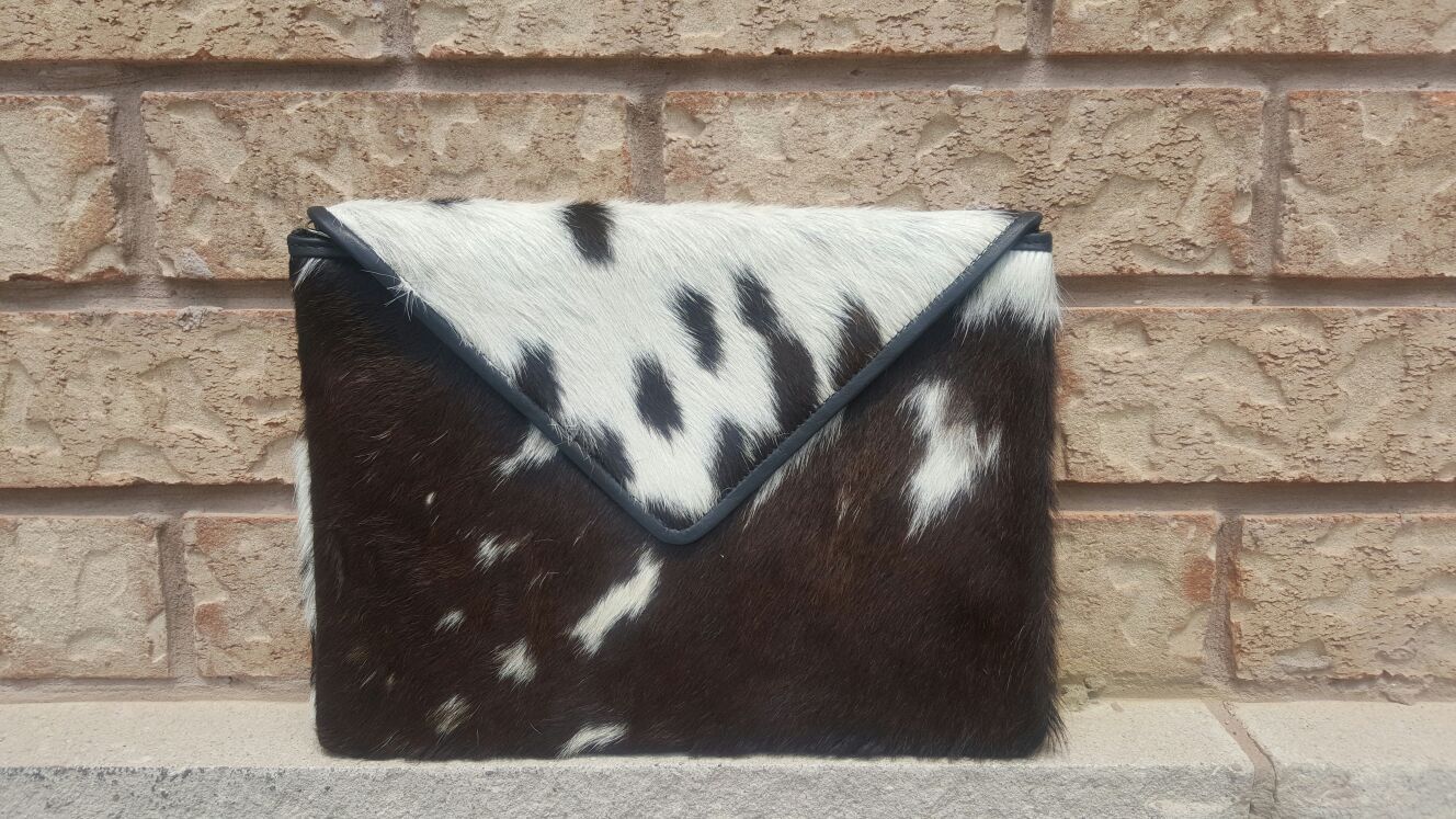 Cowhide Leather Clutch Purse Large Envelope Ladies Wallet Organizer Wrist Purse