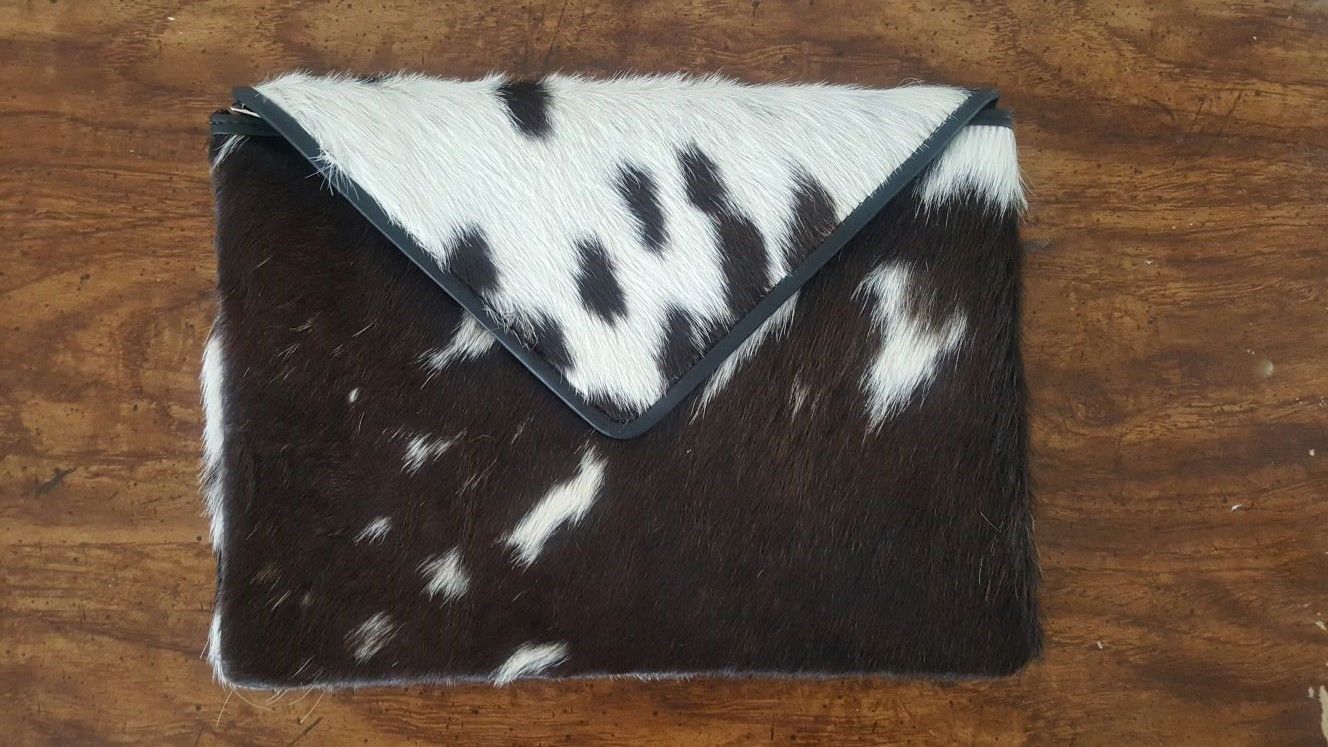 Cowhide Leather Clutch Purse Large Envelope Ladies Wallet Organizer Wrist Purse