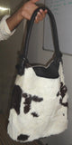 Cowhide Fur Leather Rodeo Bucket Purse Cow Hide Shoulder Hand Bag Hobo Purse