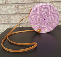 large round straw bags