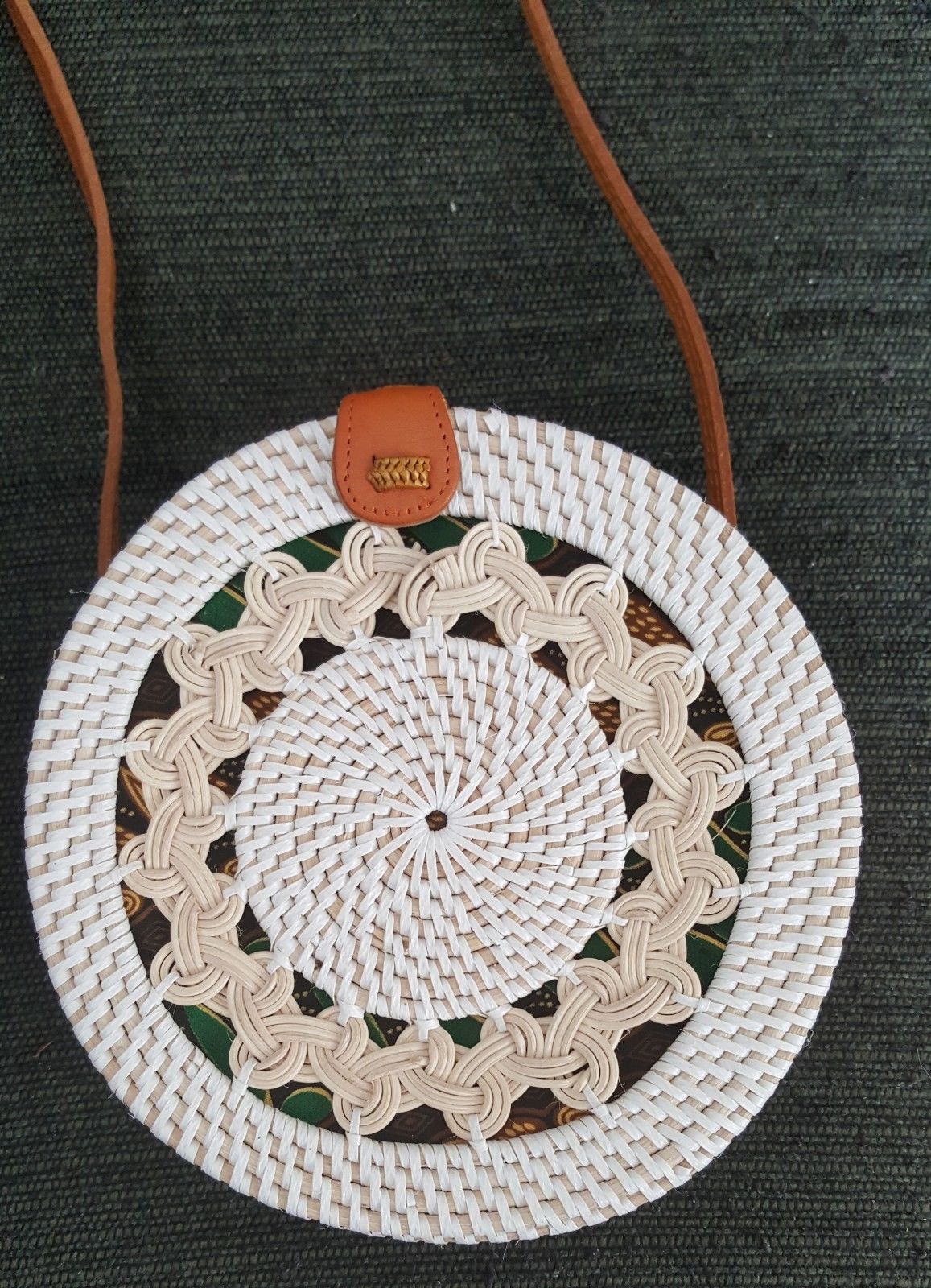 White Circle Rattan Bag