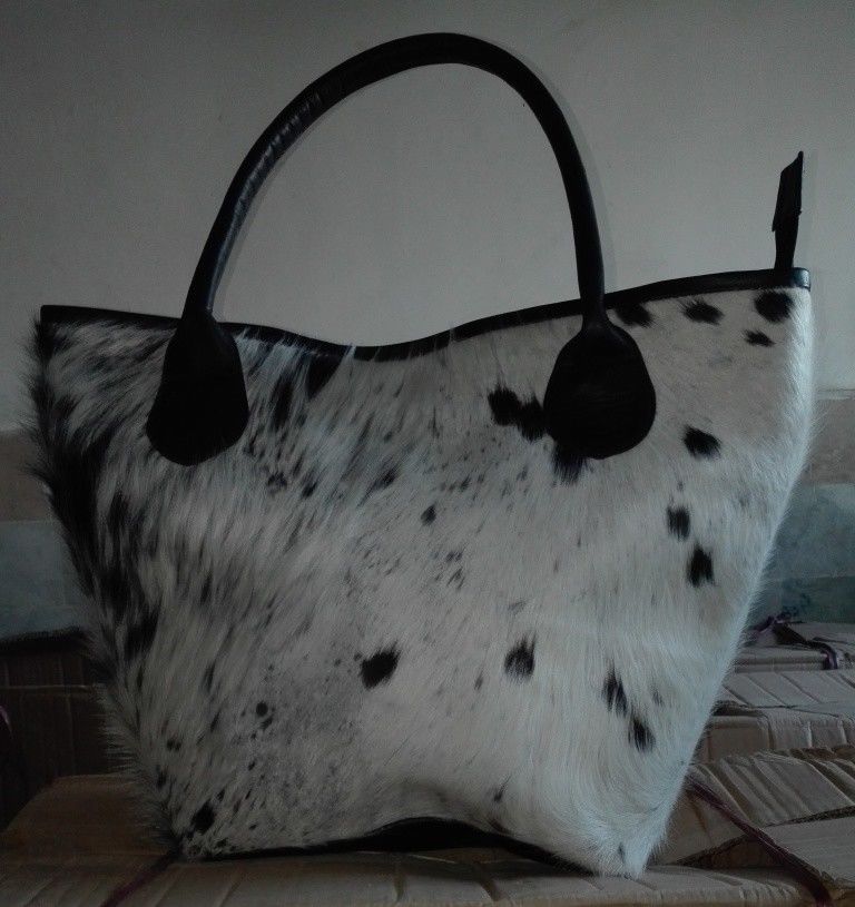 Cowhide Leather Tote Bag Ladies Shoulder Purse Cow Hide Women Tote Handbags