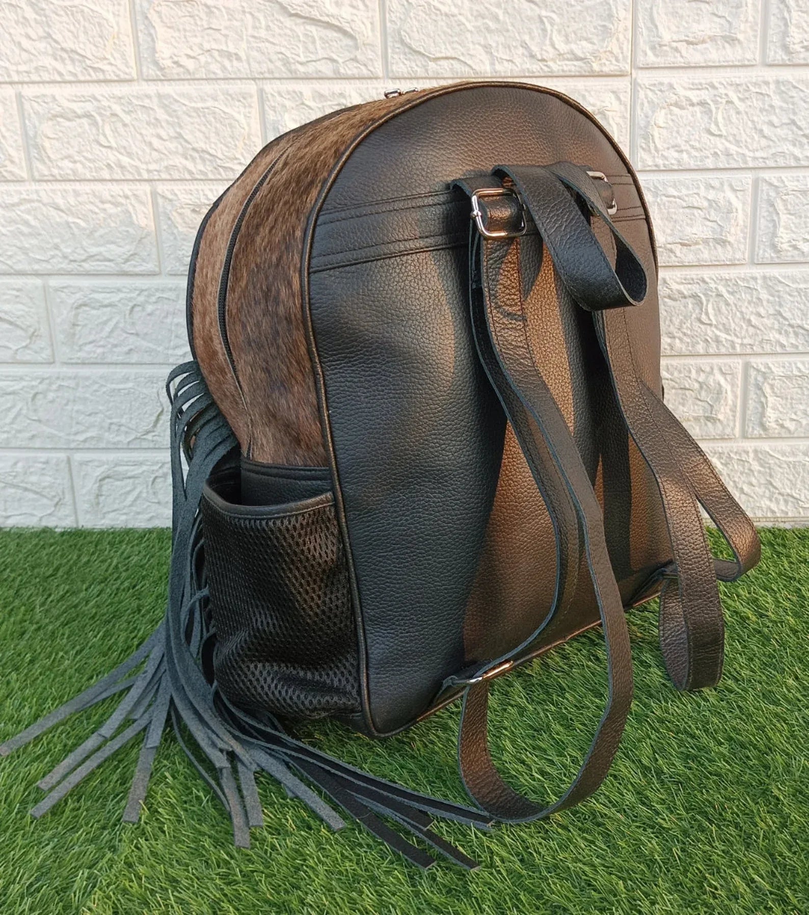 Small Cowhide Backpack Hair On Hide Leather