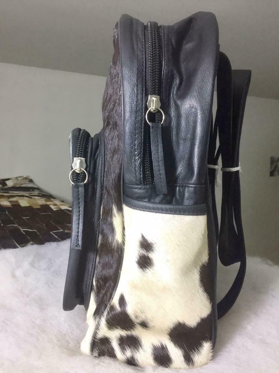 Black White Cowhide Backpack Mini Western Bag