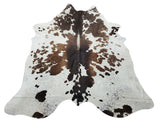Large Cowhide Area Rug Tricolor 7.5ft x 7ft