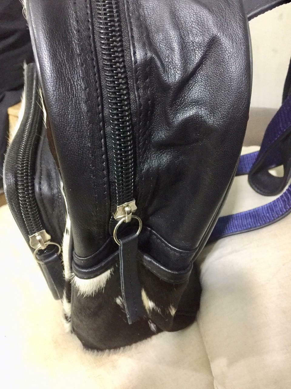 Black White Cowhide Backpack Mini Western Bag