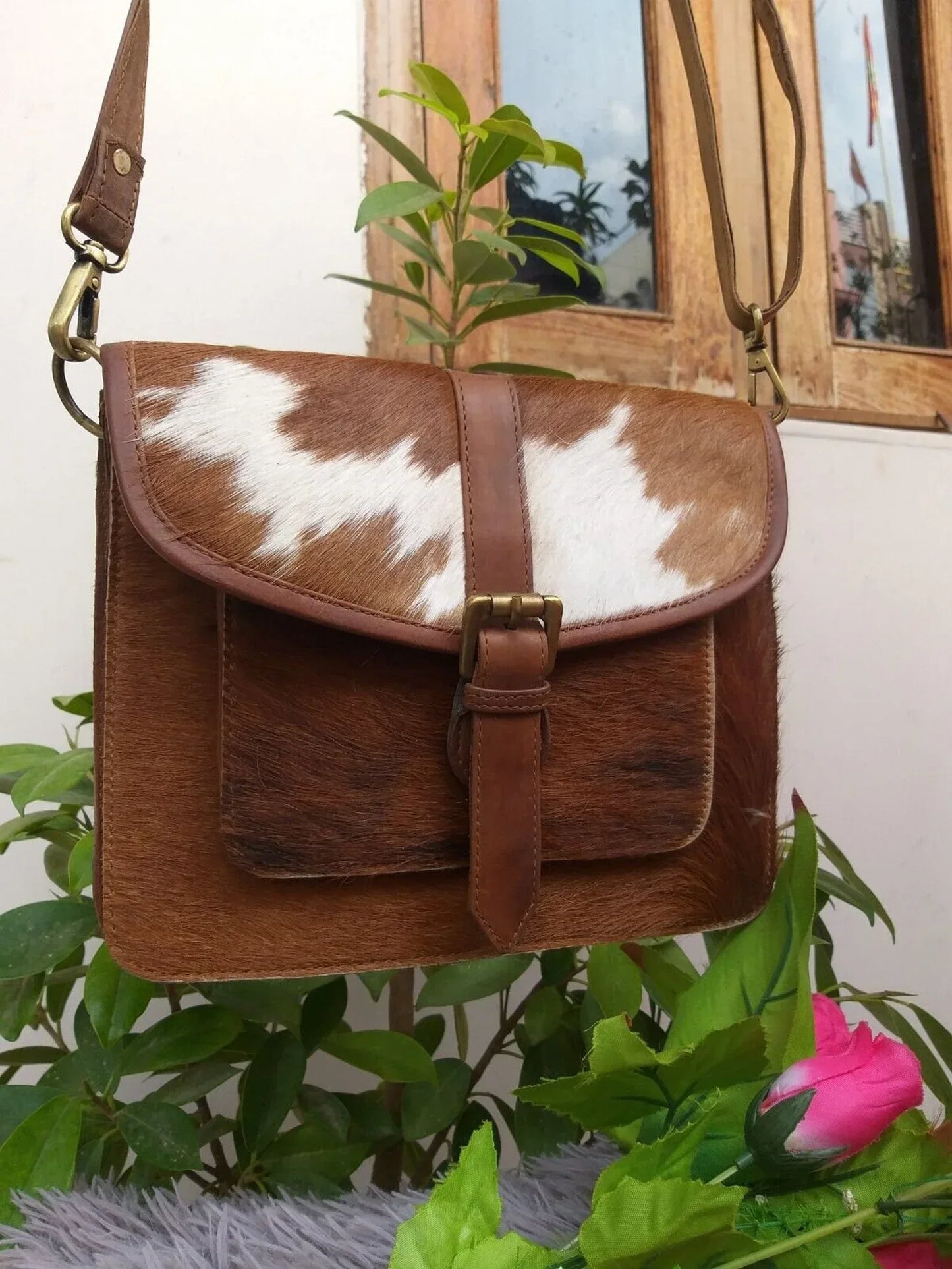 western cowhide crossbody purse for women leather shoulder bag