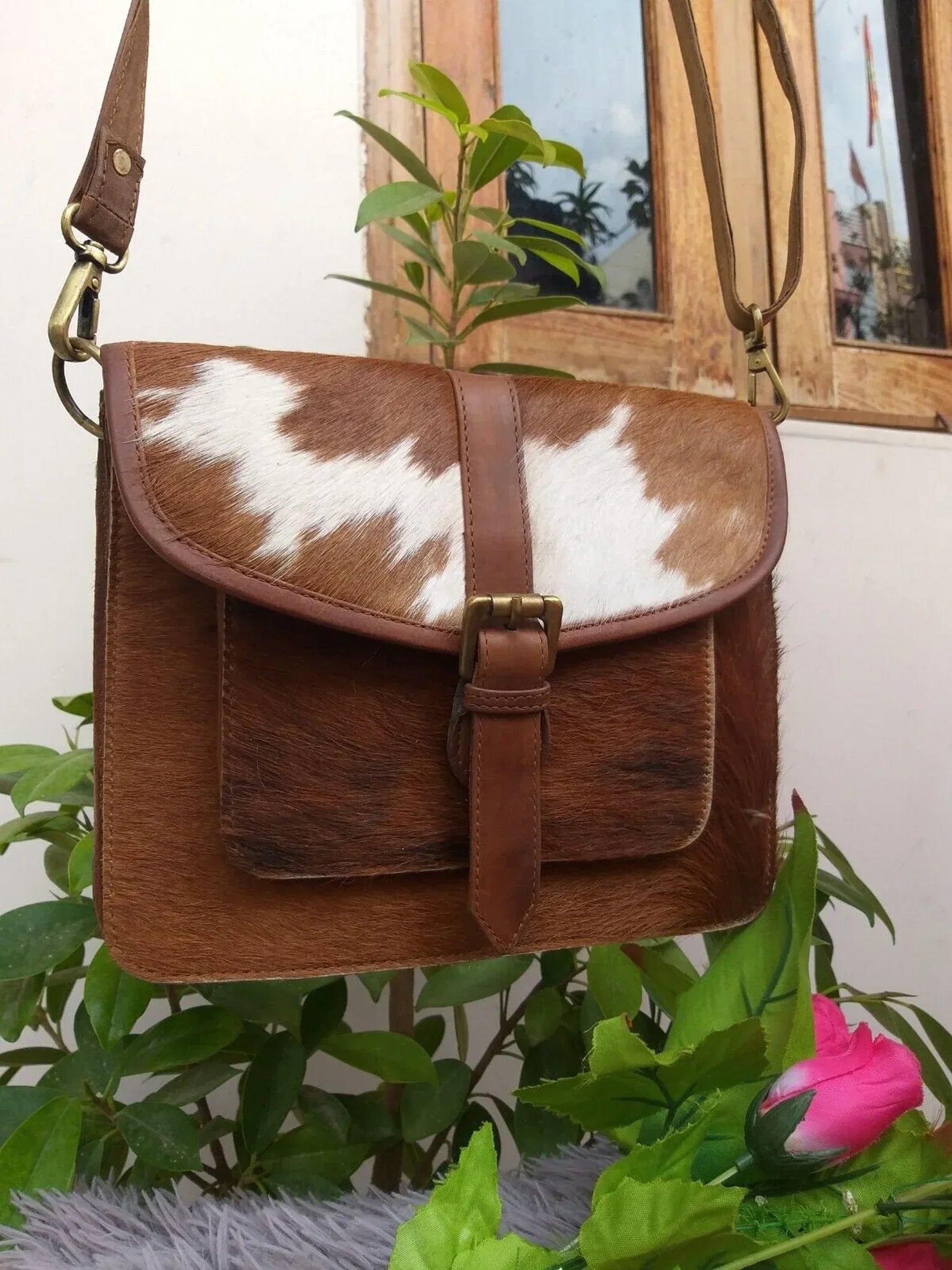 western cowhide crossbody purse for women leather shoulder bag